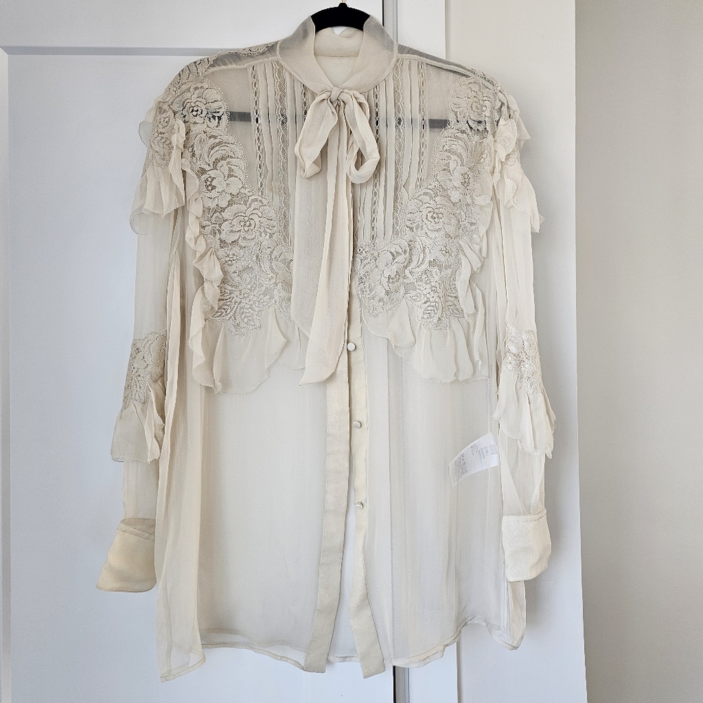 Valentino semi-sheer lace blouse 40 NWT